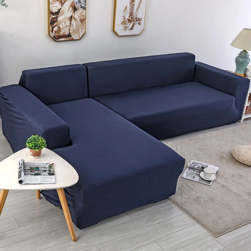 

Elastic Slipcovers Couch Cover Solid Color Stretch Sofa Cover for Living Room L Shape Armchair Cover Single/Two/Three/Four Seat