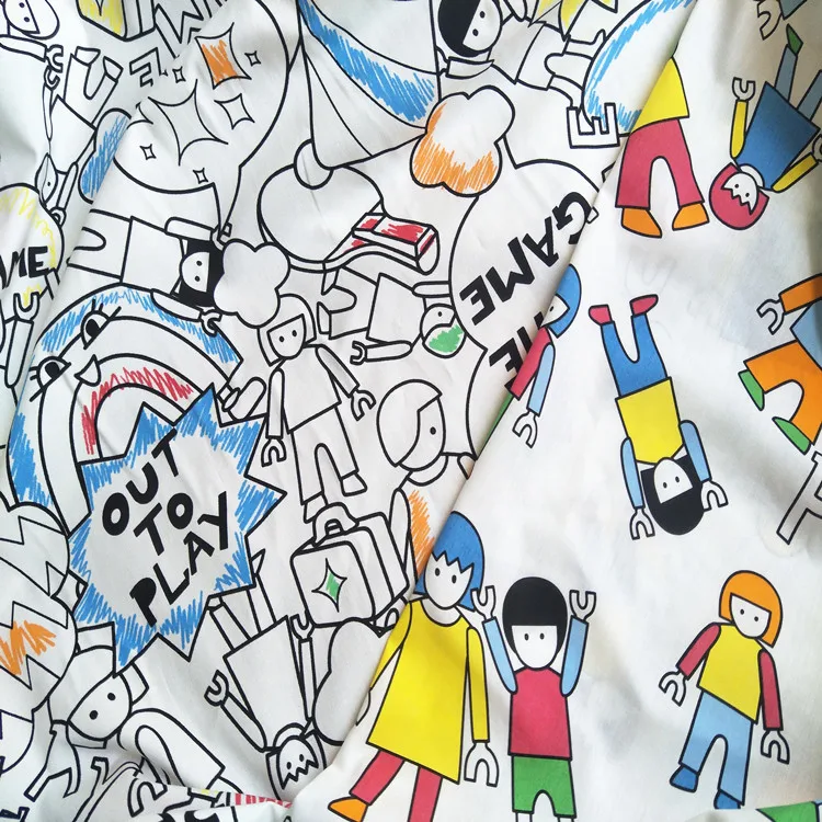 Простая хлопковая ткань 50*140 с мультяшным роботом для шитья материал квилтинга