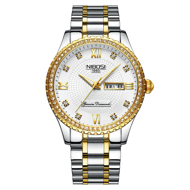 Часы мужские NIBOSI Lovers кварцевые мужские часы женские часы Relogio Feminino лучший бренд класса люкс Женские часы золотые кварцевые подарочные часы платье наручные часы - Цвет: Watch Men 3