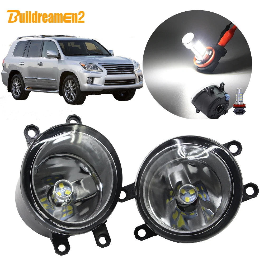

Buildreamen2 For Lexus LX 570 LX570 5.7L V8 Car H11 Fog Light Assembly Lampshade + Bulb DRL 12V 2008 2009 2010 2011 2012 2013