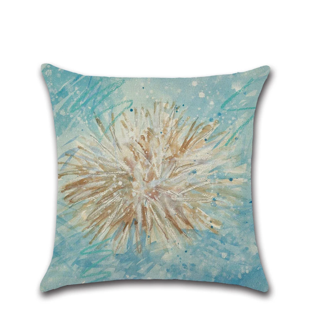 Льняная подушка крышка декоративные океан наволочка с животным размером 45*45 см