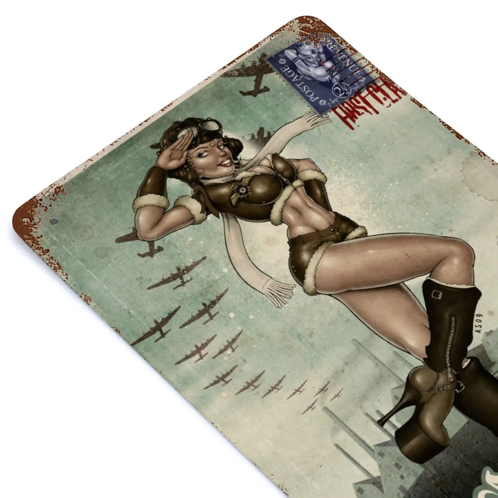 

Chocs Away! Pin Up Printed Vintage Metal Poster Home Pub Bar Garage Wall Decoration Tin Sign Plaque Decor