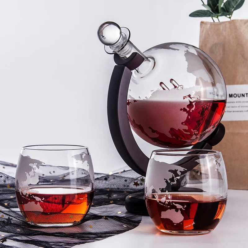 3pcs 900ML 300ML Glass Bar Set Creative Personality Globe Sailing Craft Wine Bottle For Whiskey Red Vodka Brandy | Дом и сад