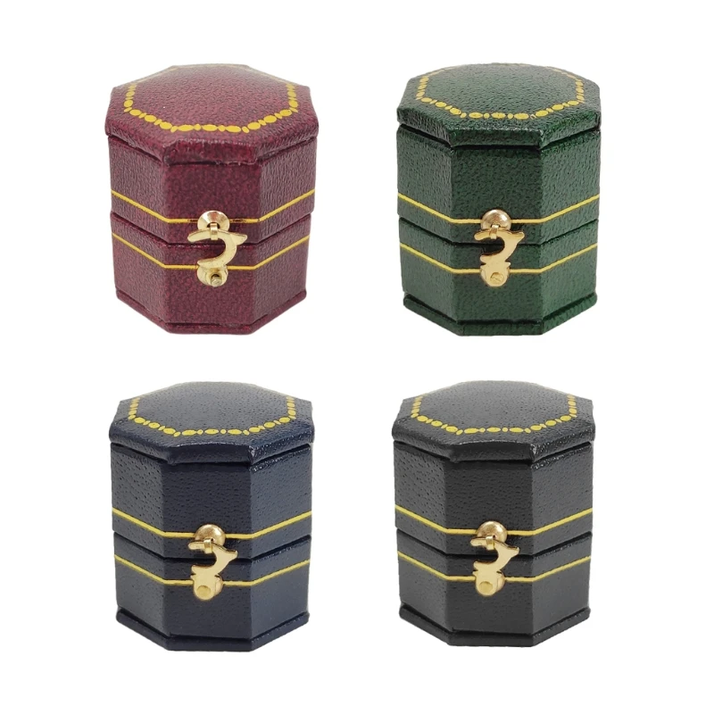 

Geometric Equal Octagon Ring Box PU Leather Proposal Ring Box Jewelry Ring Gift Box Jewelry Organizer Packaging Box B85D