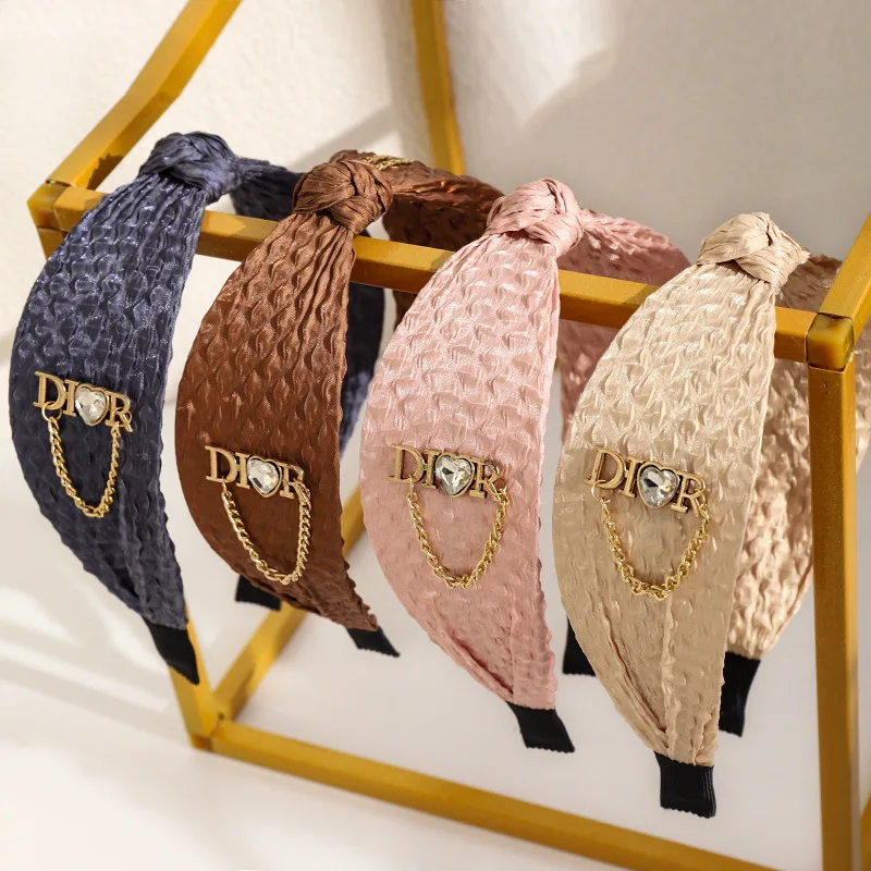 

2021 New Fashion Fabric Knotted Headband Hairband Wholesale Rhinestone Chain Headwear Women Girls Hair Accessories