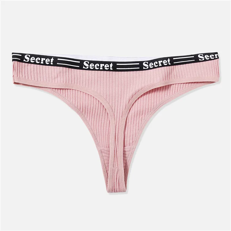 Pink Женские стринги с буквенным принтом, хлопковые трусики-стринги, мягкое нижнее белье, женские трусики сексуальное женское нижнее белье, женские интимные трусы с низкой посадкой - Цвет: Pink
