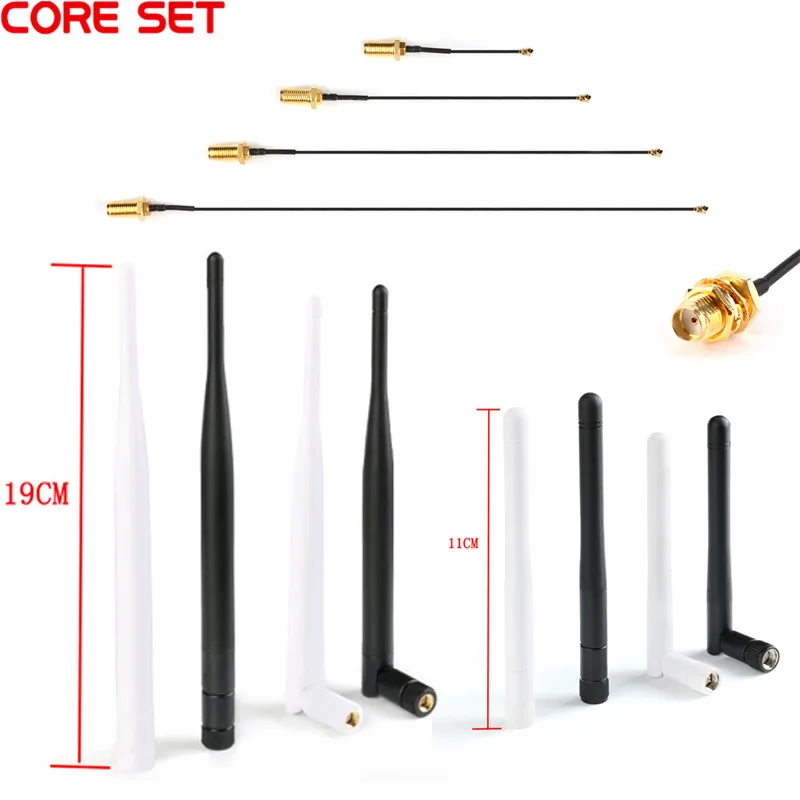 2 шт./1 компл. 2,4 ГГц WiFi антенна 3dbi 6dbi SMA контакты + IPEX к SMA отверстие адаптера кабеля U.FL 5/8/10/15/20 см черный белый для PCI Новинка