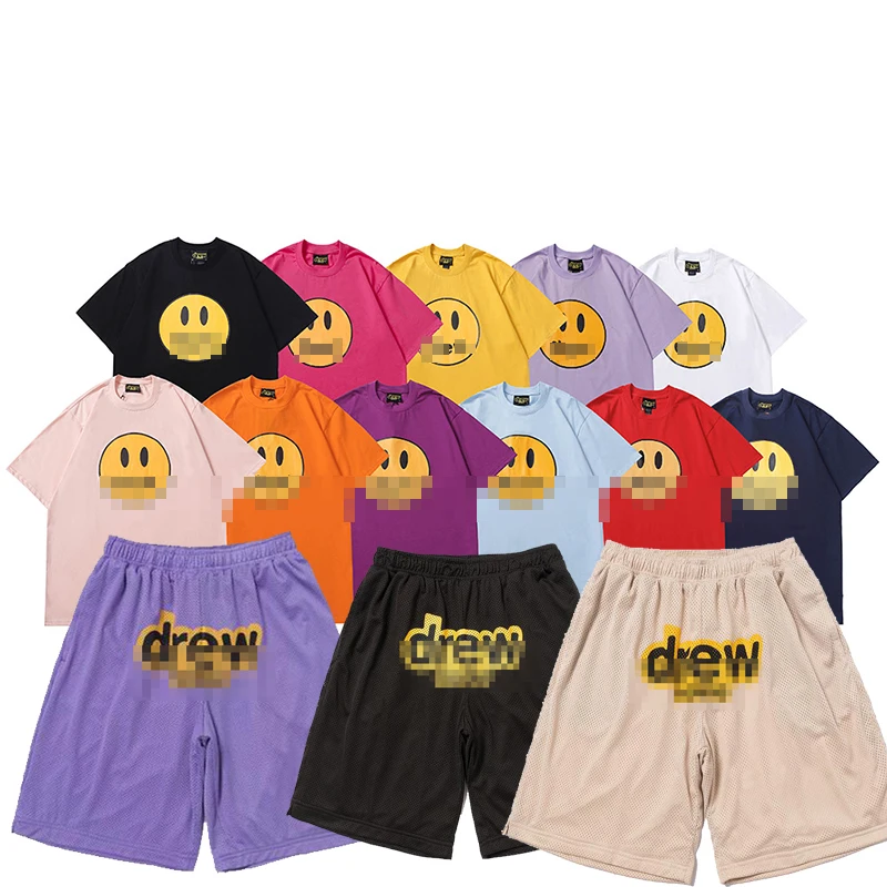 

Men's and women's same style trendy loose smile Justin Bieber's same style high street trendy loose casual T-shirt shorts