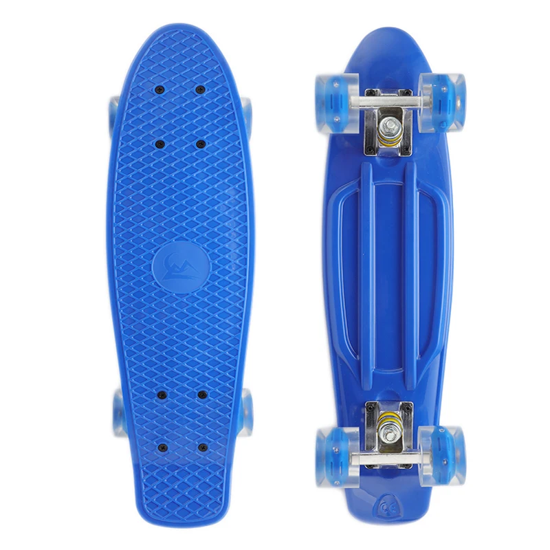 

22 inch Skate Board Flashing Light Mini Cruiser Skateboard Plastic Fashion Loading 100kg Banana Longboard For Adult Children