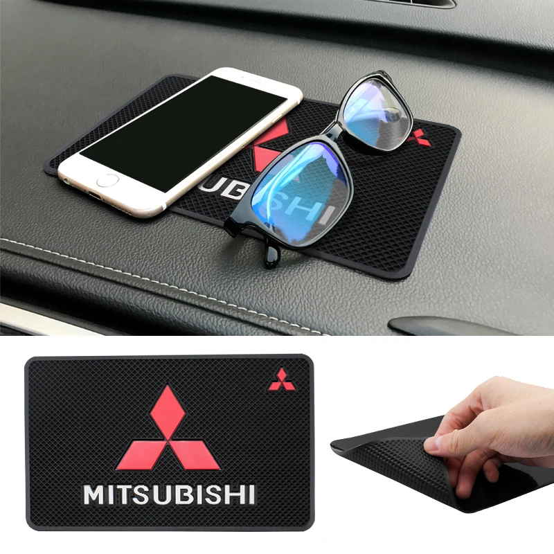 

Car Emblem Badge Anti Slip Mat Phone Holder Non-Slip MatInstrument Panel Non Slip Pad For Mitsubishi Outlander l200 Lancer Soace