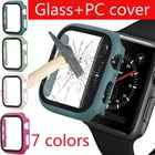 Пластиковый чехол 2 в 1 для apple watch + защитный чехол из закаленного стекла для iwatch 4321
