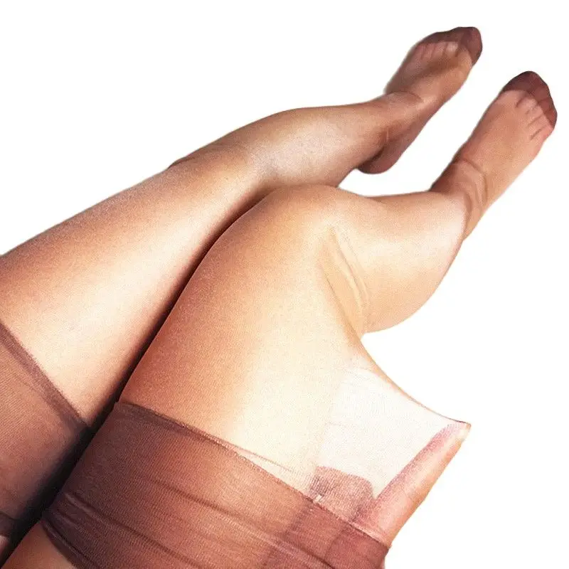 Блестящие женские неэластичные длинные чулки для пояса с подвязками из чистого