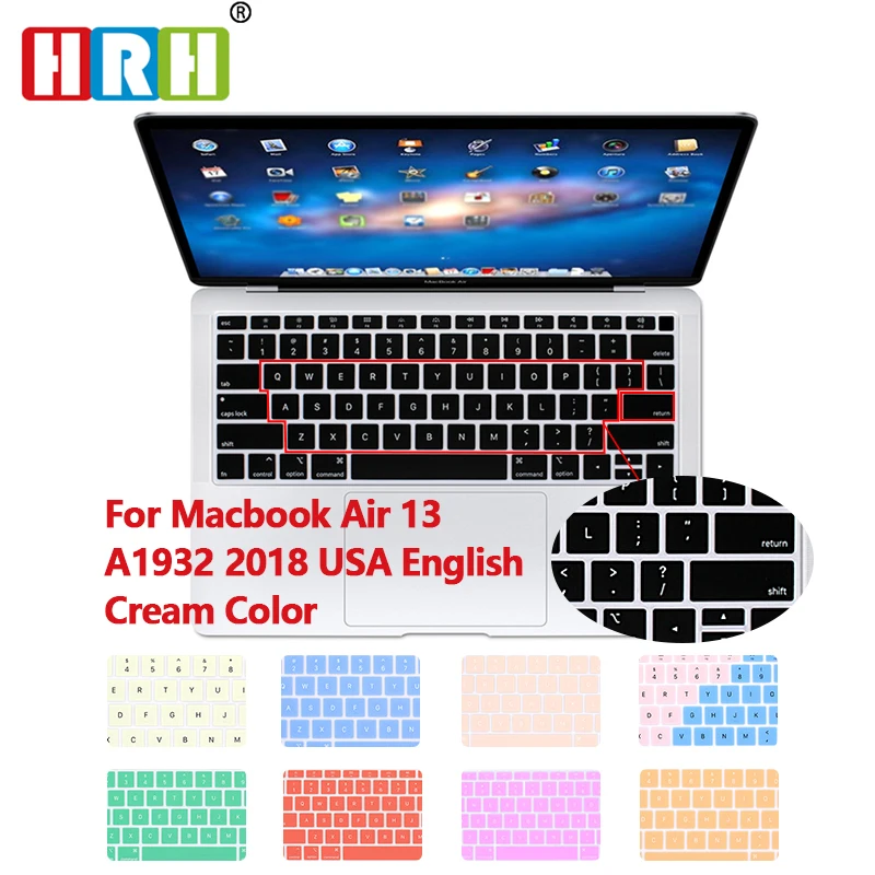 HRH хит продаж кремовый силиконовый чехол с английской клавиатурой для MacBook Air 13