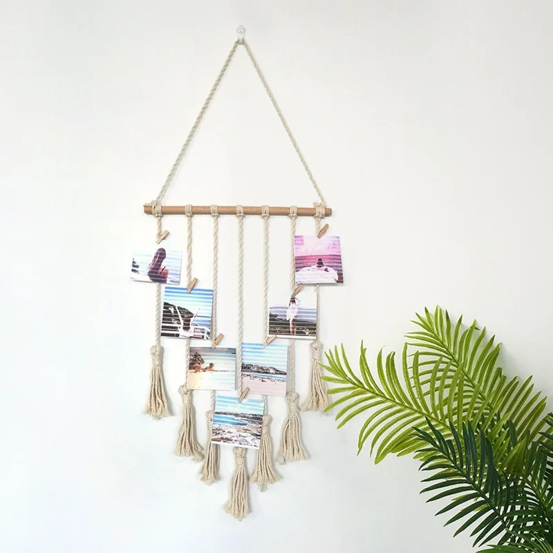 

Woven Tapestry Tassel Photo Clip Nordic Home Decoration Wall Hanging Handmade Tapestry Living Room Decoration
