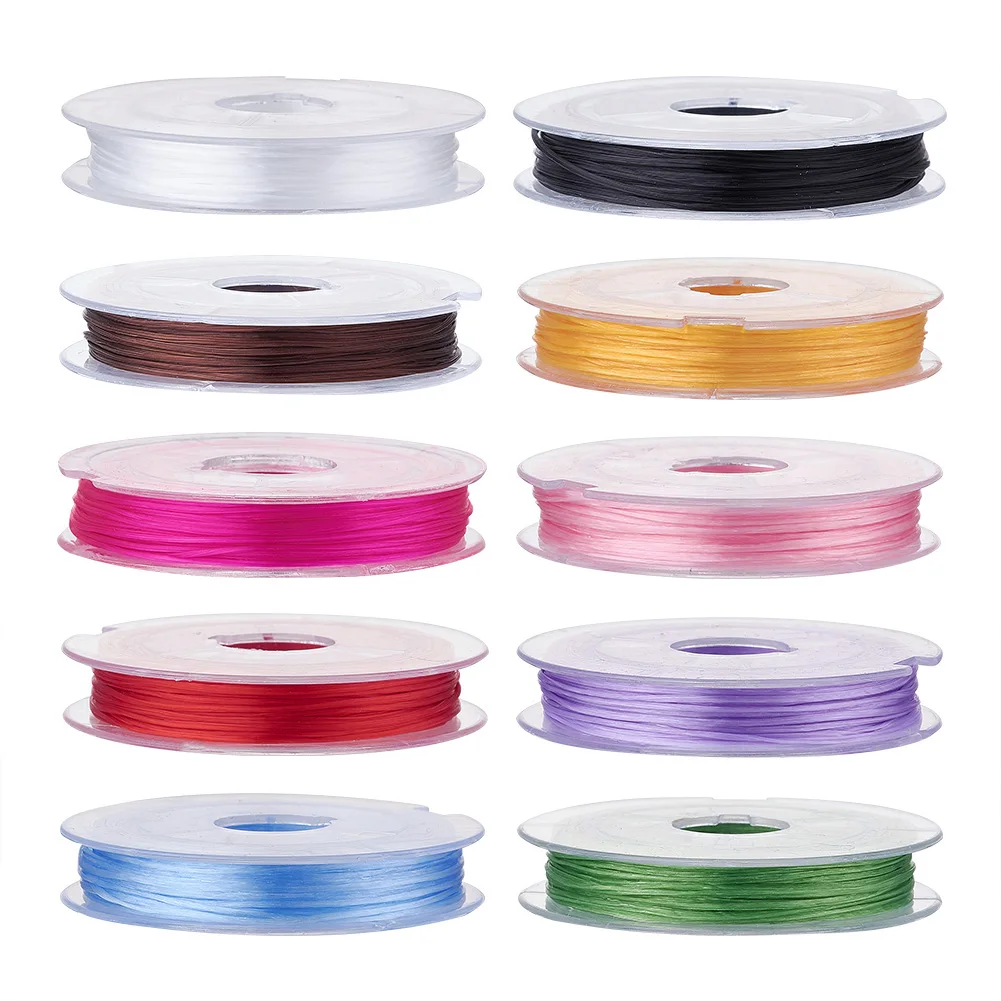 

10Rolls 0.8mm Elastic Beading Thread Strong Stretch Flat Crystal String for DIY Bracelet Necklace Anklet Jewelry Making 10m/roll