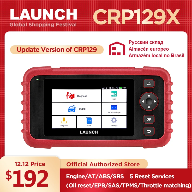 LAUNCH X431 CRP129X OBD2 автомобильный сканер для диагностики инструмента автоматического сканирования диагностических кодов OBDII Reader PK Creader VII CRP129E