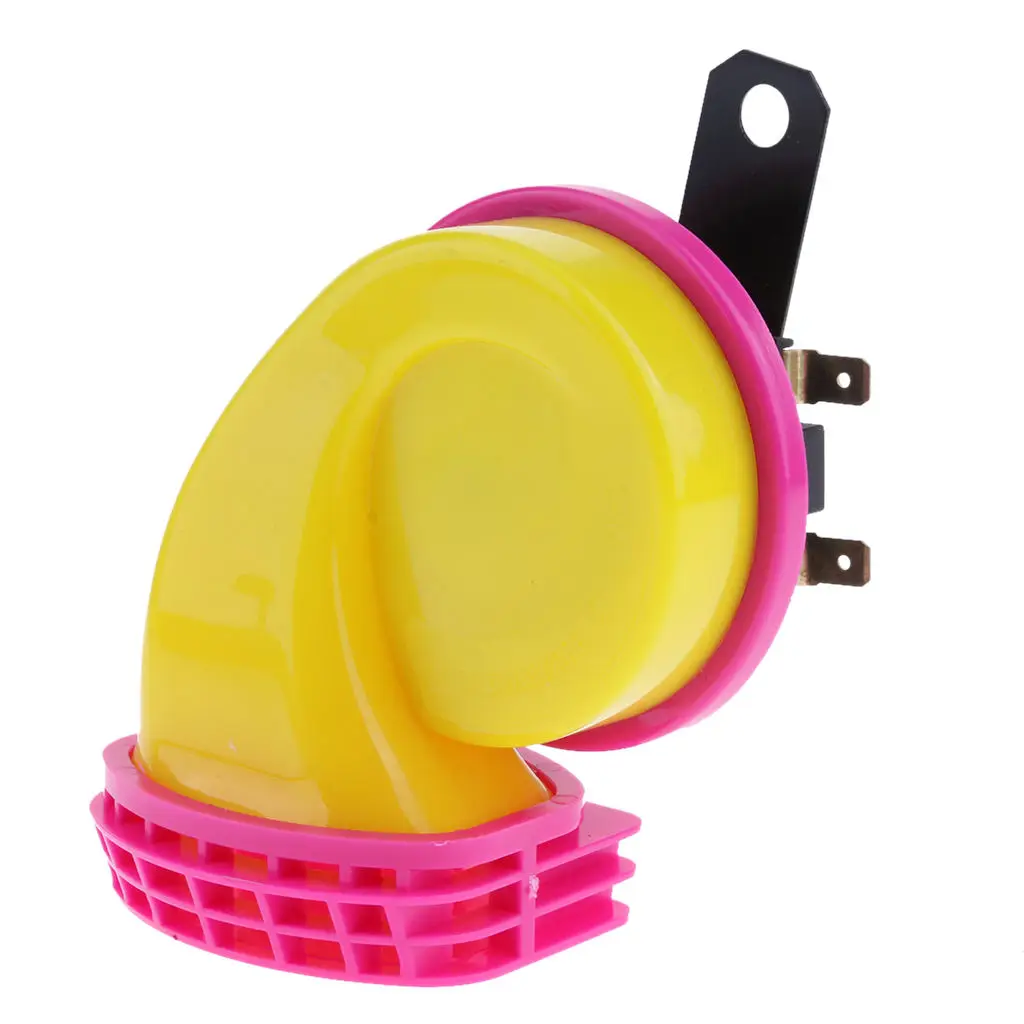 Car Motorcycle Loud Snail Air Horn Siren Waterproof 510hz 12V Yellow+Purper