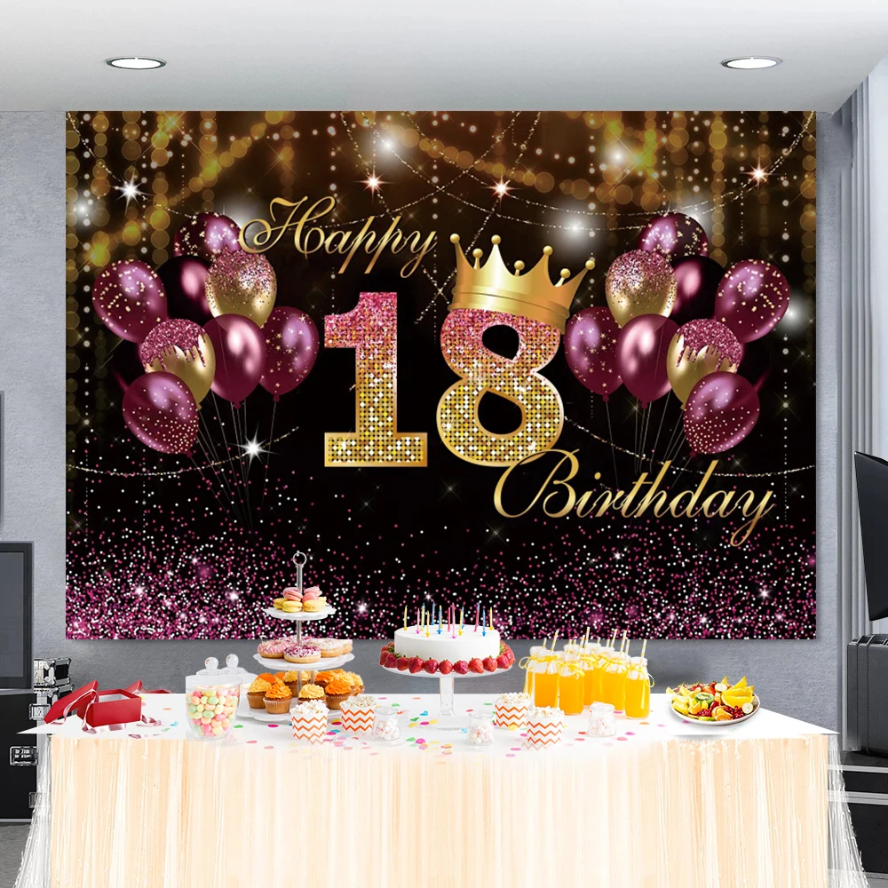 Happy 16 18 50 30 40th Birthday Party Gold Polka Dot Personalized Birthday Poster Photographic Background Photo Backdrop images - 6