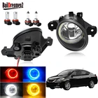 Противотумансветильник фары Angel Eye в сборе, противотуманные фары для Nissan Versa 2012-2019, автомобильный передний бампер с кольцевым гало, дневные ходовые огни H11 12 В