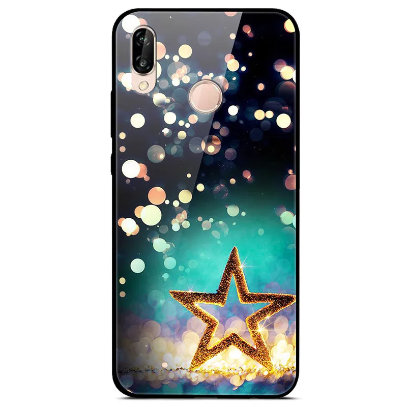 Закаленное стекло Чехол для Huawei P20 Lite Чехол Жесткий ПК Красочный чехол для Huawei P20 Pro Бампер Чехол для телефона P 20 P 20 Pro Lite Coque - Цвет: 15