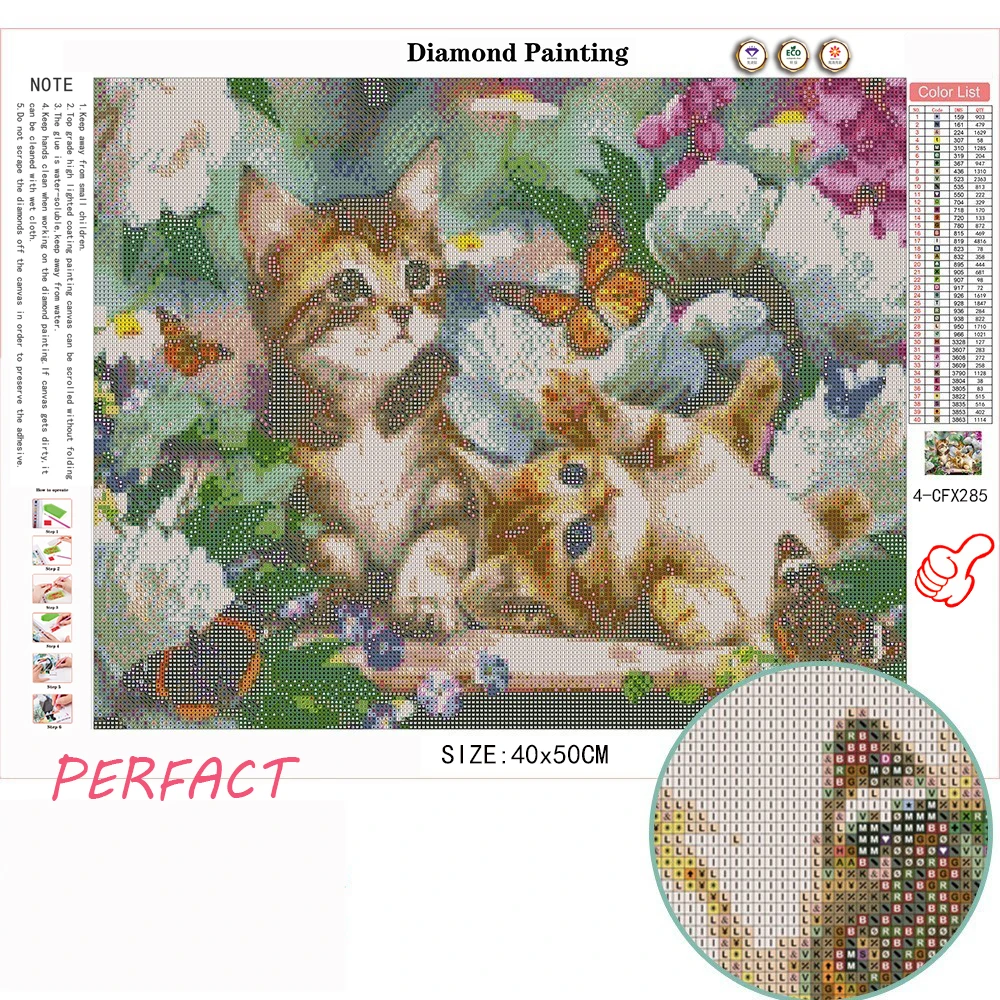 Алмазная картина полностью круглая вышивка кошка изображение животных