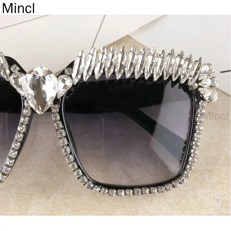 Роскошные квадратные панк большие женские очки со стразами рамка Bling Diamond MINCL