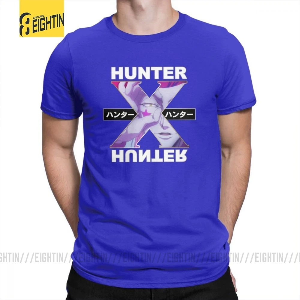 Hunter X Hunter футболки Hisoka очищенные хлопковые футболки с круглым воротником классические уличные футболки с коротким рукавом мужские комиксы плюс - Цвет: Синий