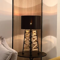 Nordic Modern Art Wooden Iron Tower Led Table Lamp Floor Lamp Bedroom Standing Bedside Lamp Living Room Home Decor Light Fixture