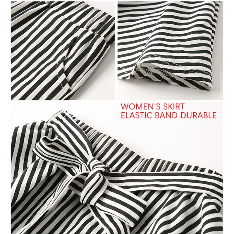 

2021 New Summer Family Matching Outfits V Neck T-shirt Stripe Shorts/skirts Fashion Mother & Kids Matching Family Outfits Sets