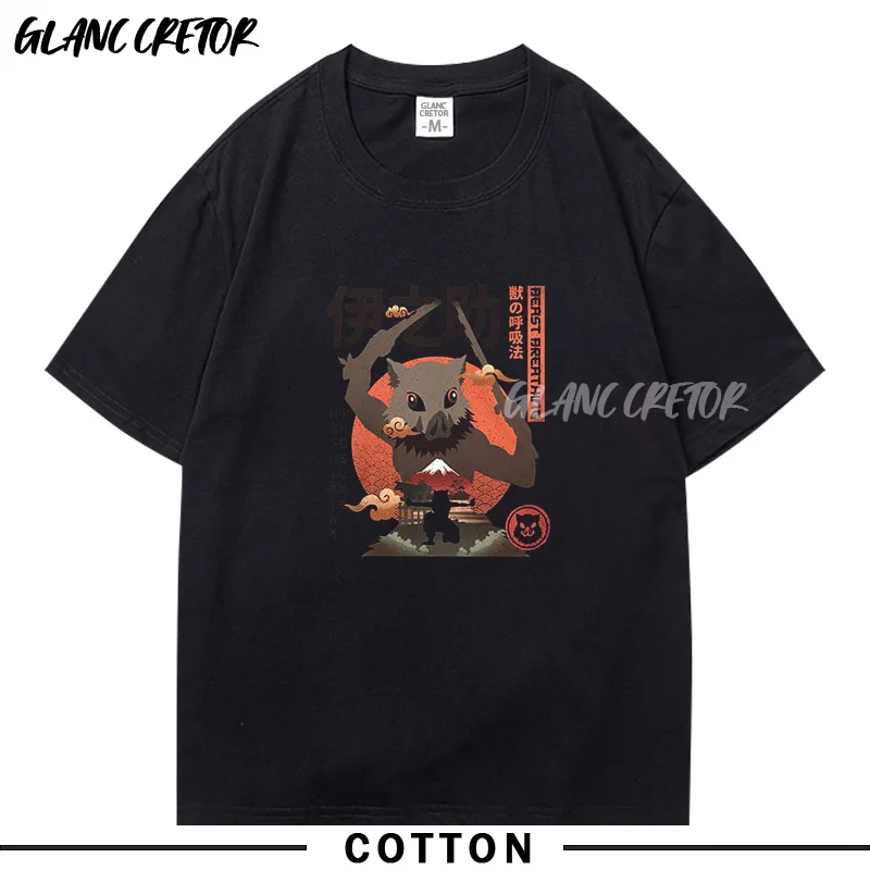 

Мужская футболка в стиле аниме, свободная уличная футболка в стиле хип-хоп с изображением рассеянных демонов, топ в японском стиле аниме, 2021