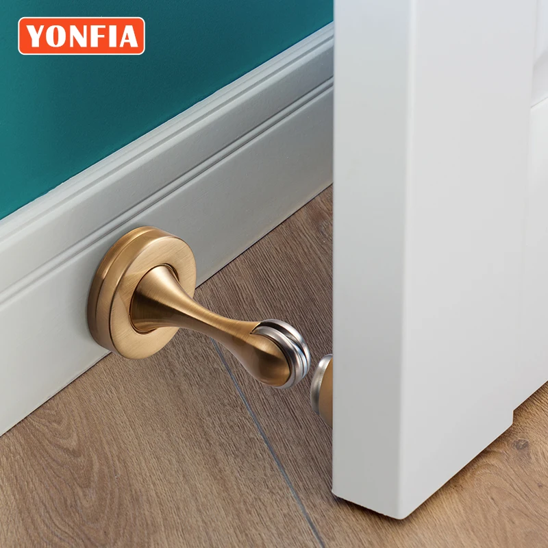 

YONFIA 3673 Zinc Alloy Gold Silver Magnetic Door Stop Stopper Holder Catch Floor Fitting With Screws For Bedroom Family Home