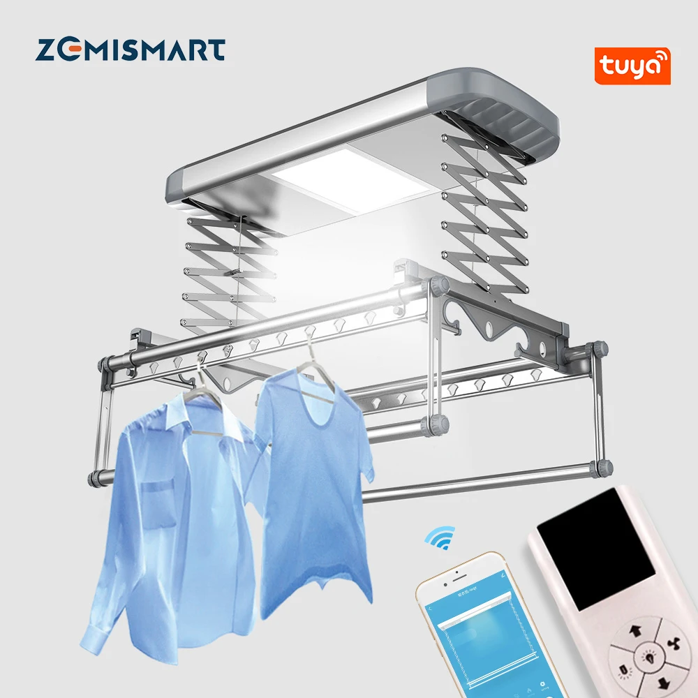 Secador de Roupas Casa do Google Zemismart Tuya Wifi Dobrável Portátil Elétrico ar Quente Secagem Rack Alexa