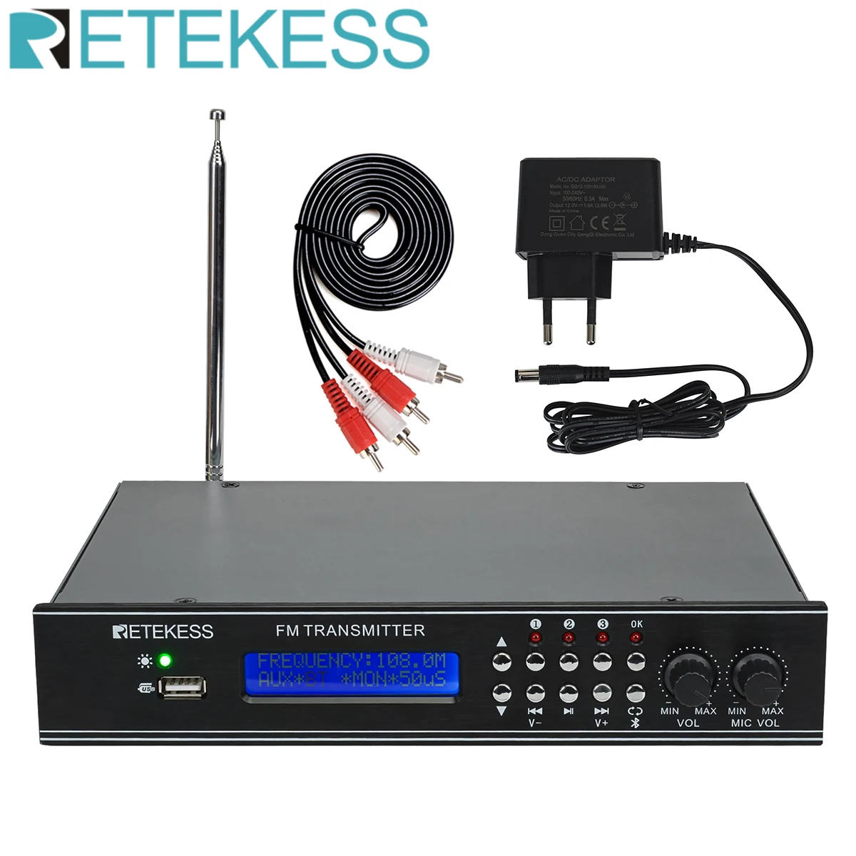 RETEKESS TR510 для привода церкви fm-передатчик трансляции поддержка AUX/MIC/Bluetooth/USB привод