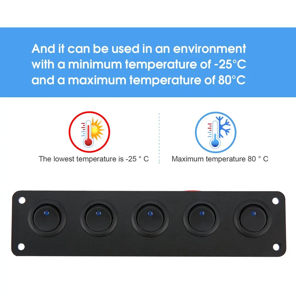 5 Gang 12V Rocker Switch for Car Marine Boat Circuit Breakers Overload Protected LED Light Panel | Обустройство дома