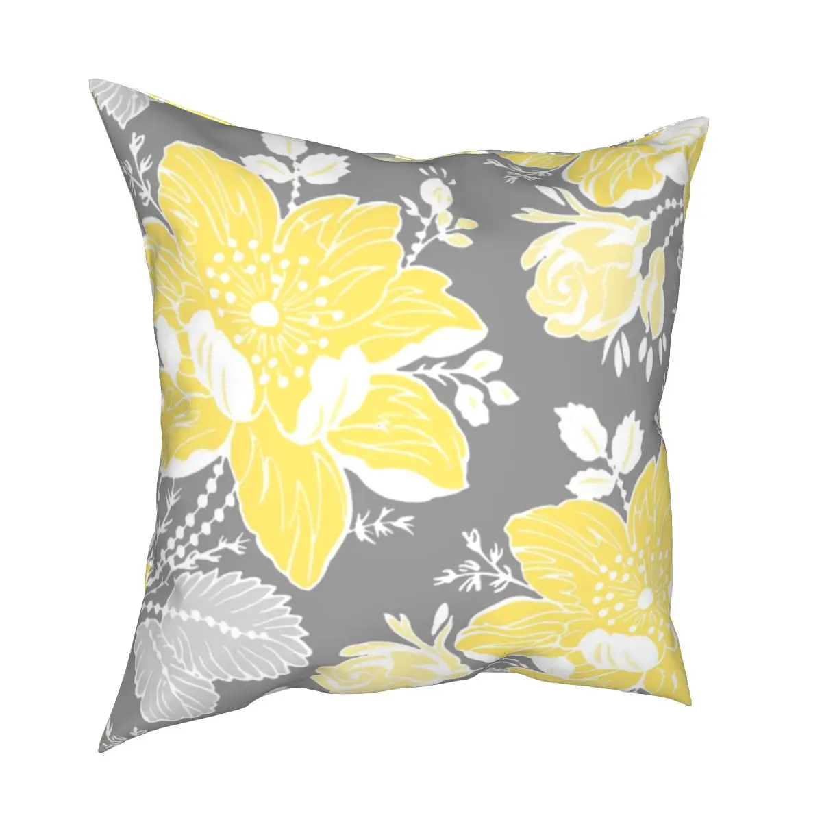 

Чехол для подушки с желтым и серым цветочным узором, чехол для подушки в скандинавском стиле для гостиной, современный чехол для подушки, кр...