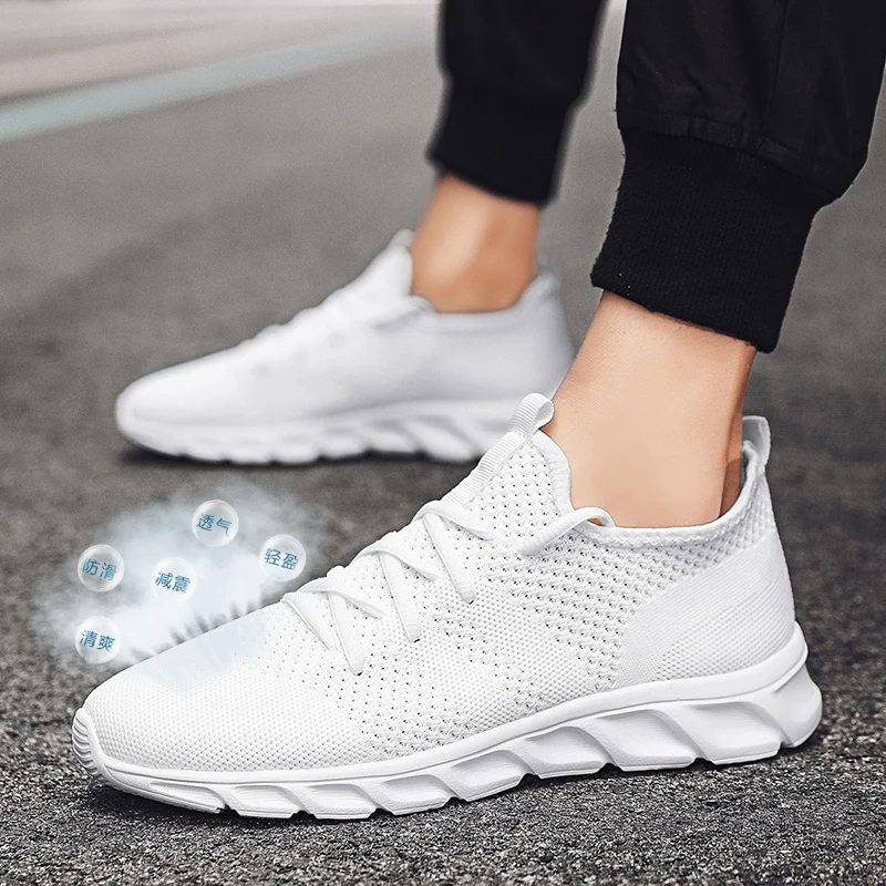 

2021 Men Sneakers Outdoor Walking Shoes Mesh Breathable Sport Running Shoes Low Top Soft Casual Sneakers Size