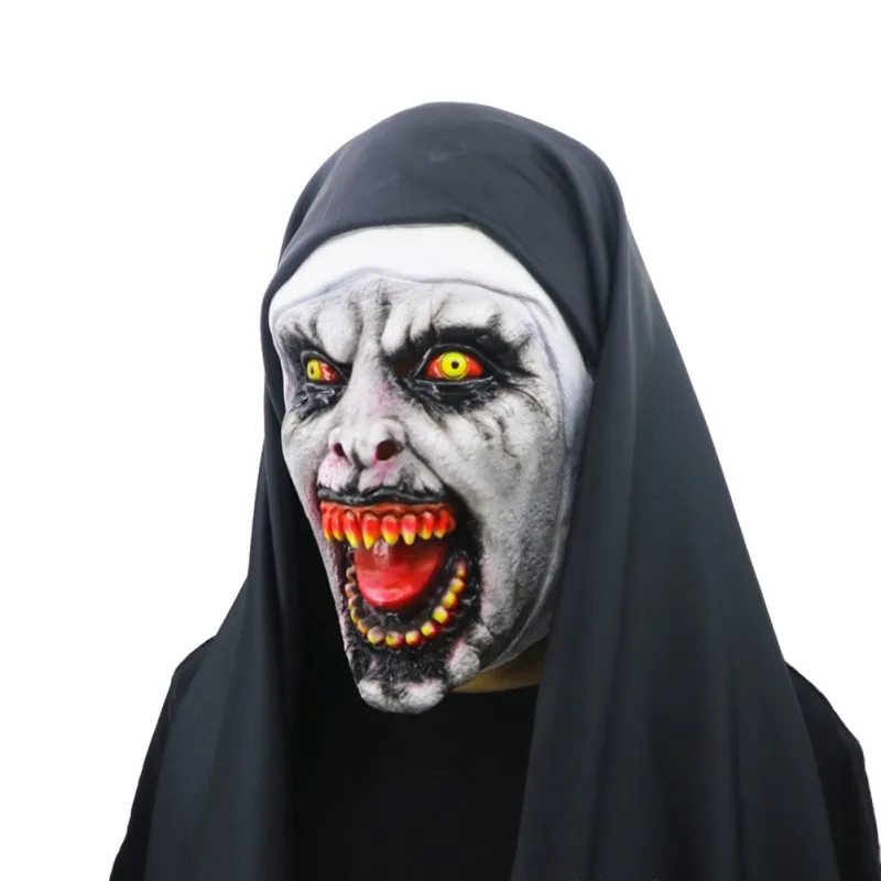 Страшная маска монахини косплей валак страшные латексные маски с шарфом на