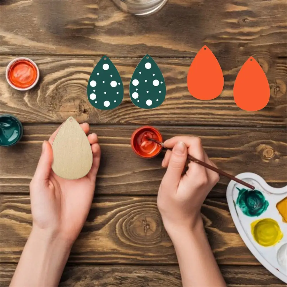60 шт DIY незаконченная деревянная серьга подвеска с крючками для сережек кольца