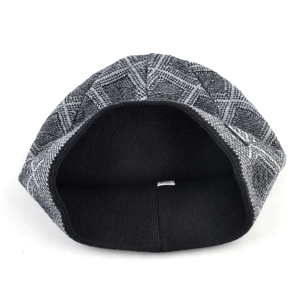 Новинка модные вязаные шапки в клетку облегающие Мужская Уличная одежда шапка