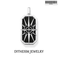 pendant compass star 925 sterling silver black onyx fit necklace 2021 brand new fine men jewelry vintage dog tag gift for woman