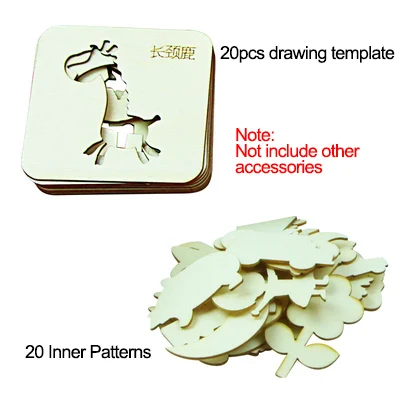 Draw Set(about 20pcs Детские деревянные граффити Шаблоны Живопись Искусство Инструменты Набор для детского творчества детский сад набросок рисунок дети учатся - Цвет: Draw Set(about 20pcs