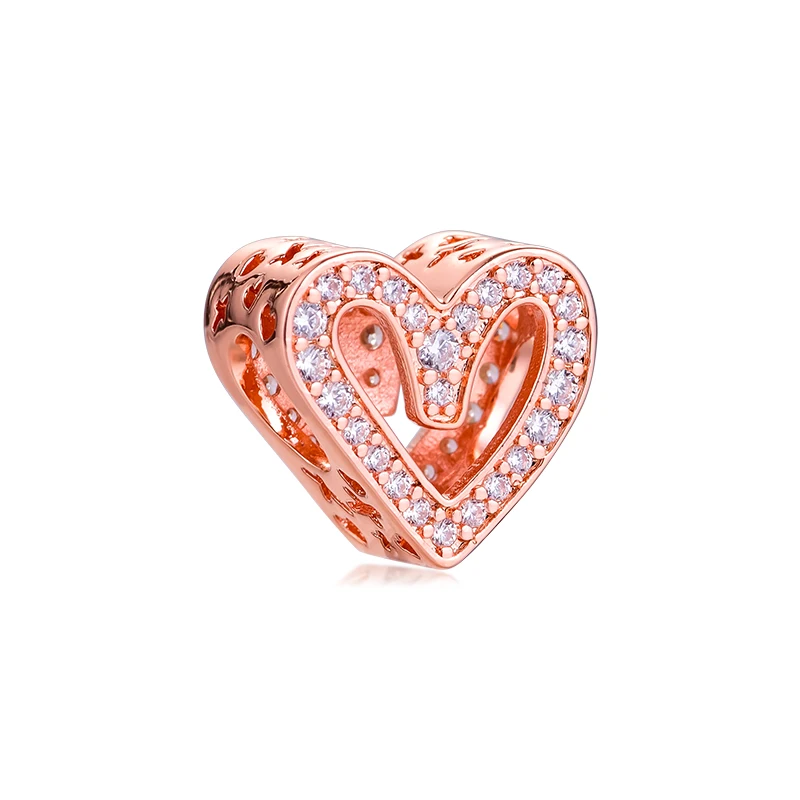 

Charms fits for Necklaces Bracelets Sparkling Freehand Heart Rose Beads 100% 925 Sterling-Silver-Jewelry Free Shipping