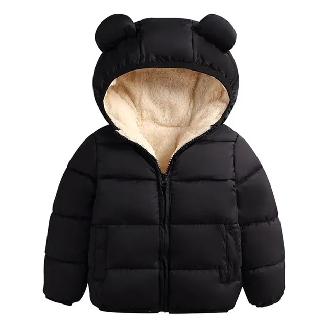 Christmas Warm Winter Baby Girls Boys Fleece Coat Children Clothing Thick Jacket For Girls Coat 1 2 4 6 Years Boys Clothes - Цвет: Black