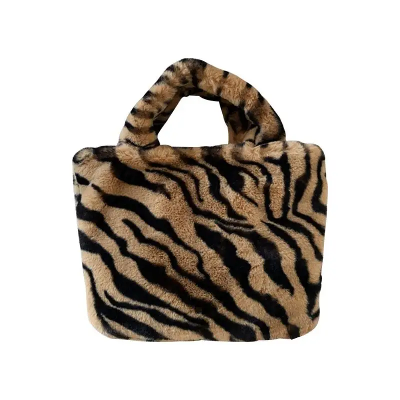 Style 6 New Women Winter Faux Fur Shoulder Bag Handbag lady Leopard print Handbag Plush Totes Messenger Handbag Tote Bag Dropshipping - Цвет: Style 6