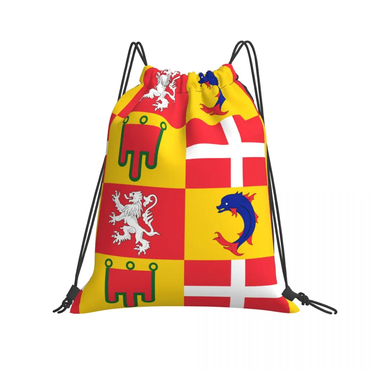 Drawstring Bags Gym Bag Flag Of Auvergne-Rhône-Alpes Vintage Backpack Flags of the regions of France Field pack Funny Novelty