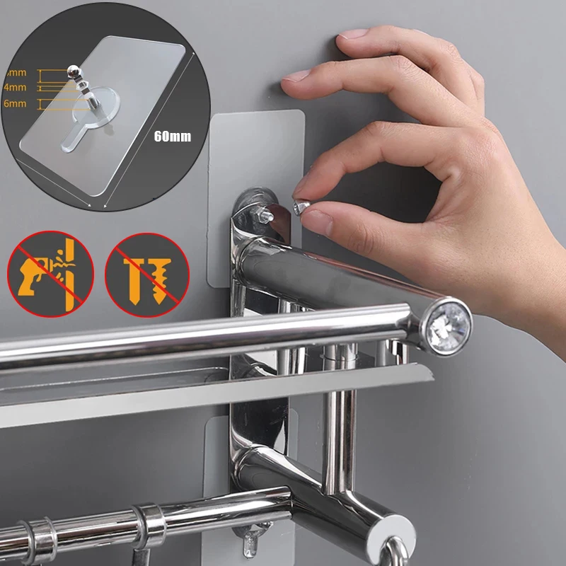 

12pc Non-Nail Screw Hanging Hooks Strong Adhesive Seamless Sticky Nail Mounting Rack Non-Marking Holder Door Hanger Dropshipping