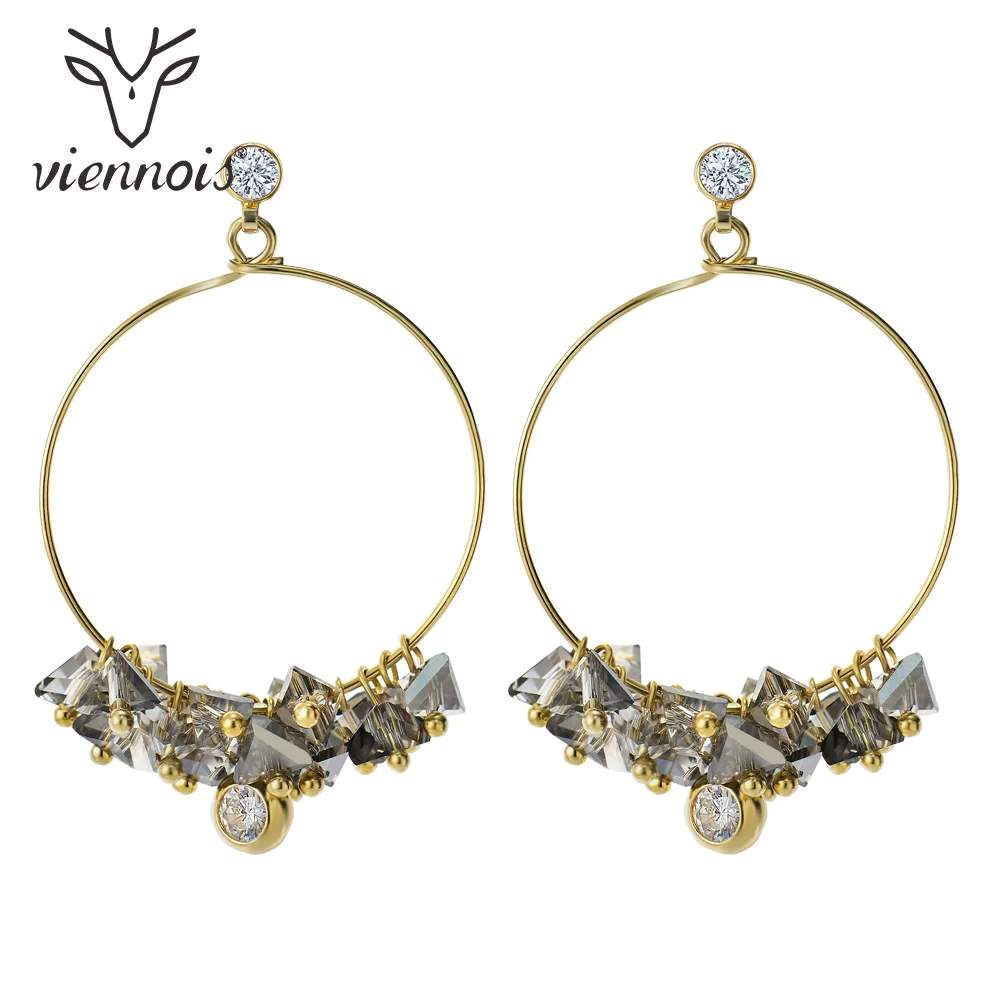 Viennois модные Висячие серьги для женщин круг цвет золотой круглый дизайн