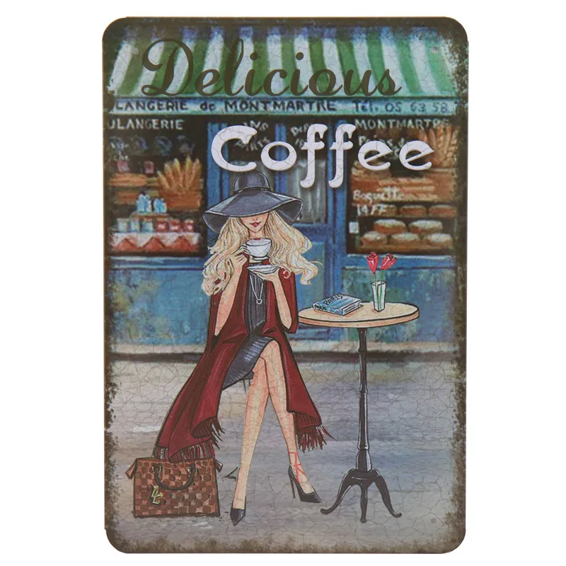 S 30X20 см Ретро Italia Caffe Париж Кафе жестяная вывеска Винтаж Tintin домашний бар декоративная художественная живопись металлические вывески Настенный декор H72 - Цвет: S