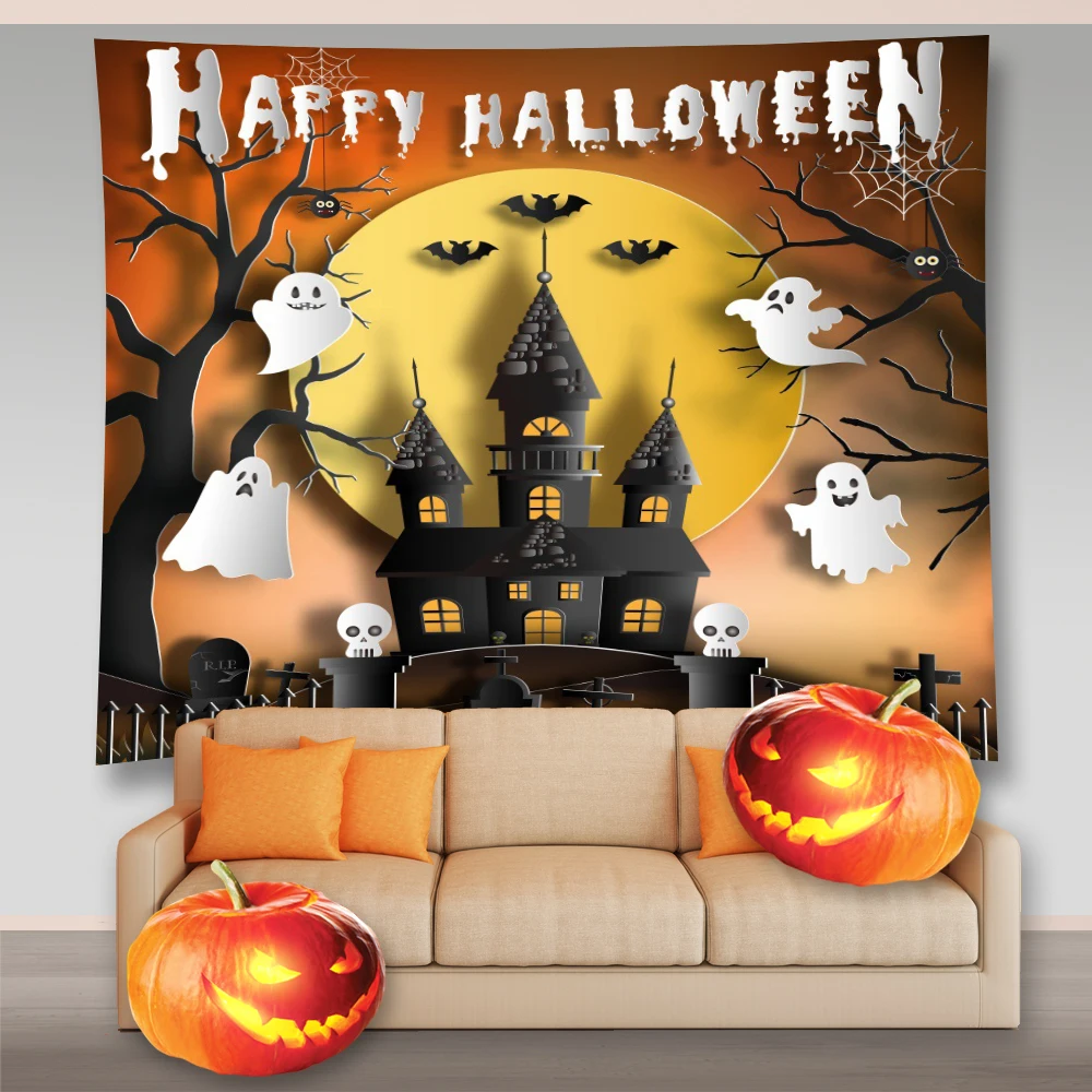 Амавилл Хэллоуин Украшения Гобелены Большой Плюшевый Паук Череп Летучая мышь Тыква Игрушки Топперы для тортов Латексные шарики на вечеринке