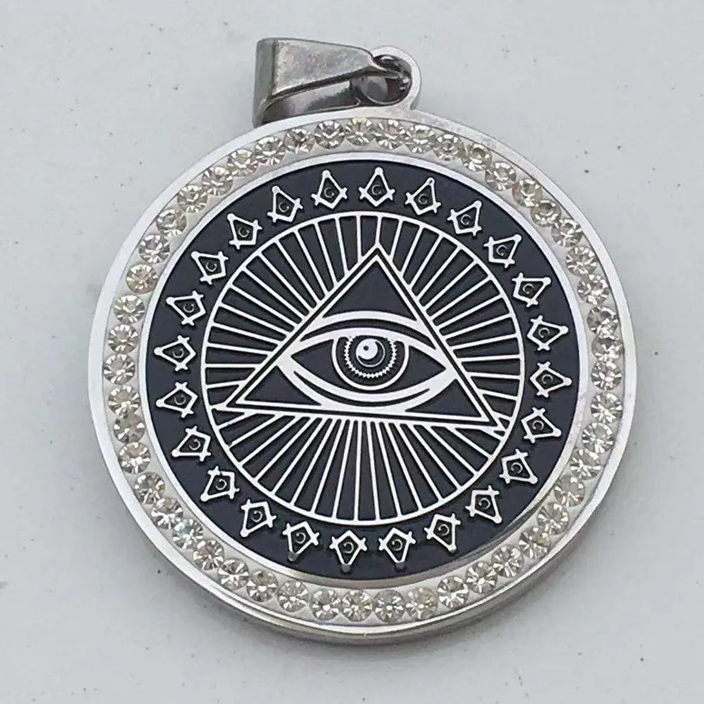 Iced Out Bling Eyes of зловещий кулон ожерелье для женщин и мужчин из нержавеющей стали глаз Хоруса G масонское ожерелье NE488G